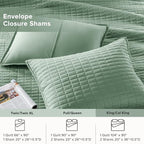 Comfort Spaces Kienna Quilt Set- Double Sided Stitching Design Summer Blanket, Lightweight, Soft, All Season Bedding Layer, Matching Sham, Sage Green, Coverlet King (104"x90") 3 Piece
