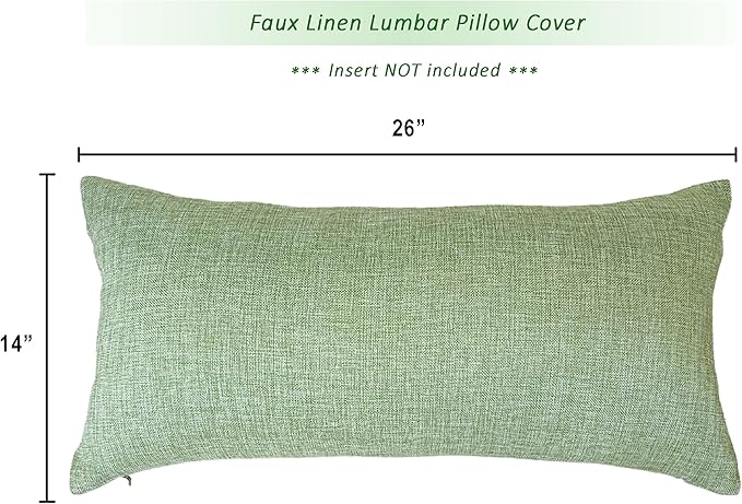 Aiking Home Woven Fine Faux Linen Throw Pillow Cover, Size 14"x26", Moss