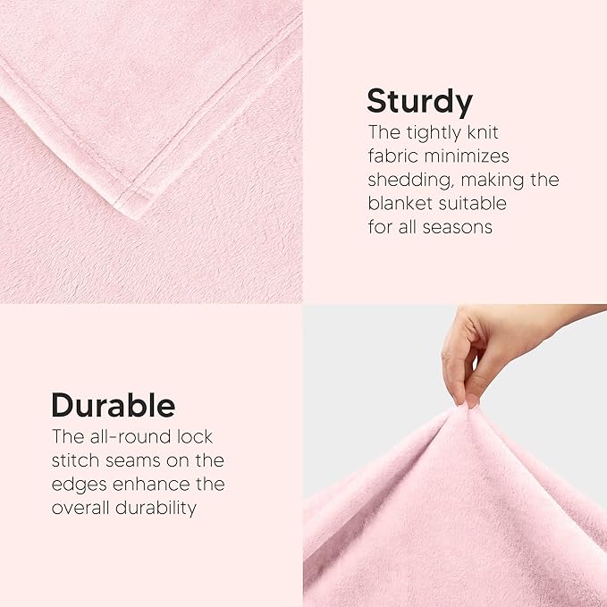Utopia Bedding Fleece Blanket King Size Pink 300GSM Luxury Fuzzy Soft Anti-Static Microfiber Bed Blanket (90x102 Inch)