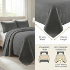 Southshore Fine Living, Inc. Twin Summer Quilts Set, Quilted Grey Bedspread Twin/XL Quilts with Matching Pillow Sham, Soft Microfiber, Lightweight Quilt Coverlet Set, Easy Care, Slate Grey