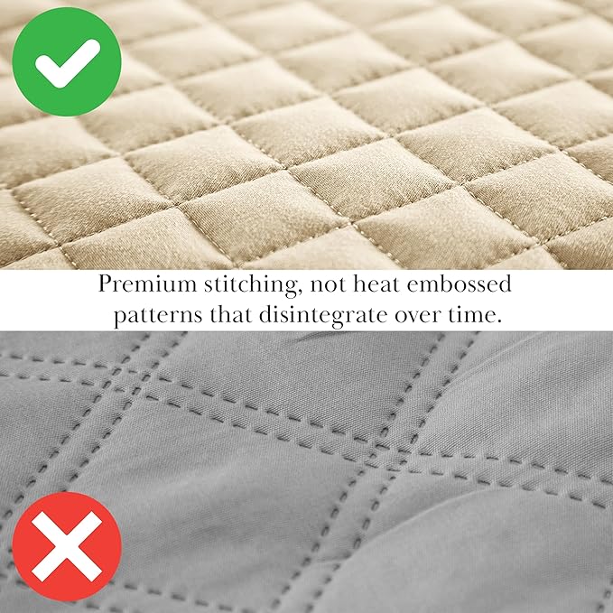 Southshore Fine Living, Inc. Quilts, Full/Queen Size Quilt Bedding Set, Easy Care Stain & Pet Hair Resistant Bedding, Coverlet Queen Size/Full Size Beige Bedspread with 2 Pillow Shams, Soft Sand