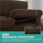 YEMYHOM Latest Checkered 4 Pieces Couch Covers for 3 Cushion Couch High Stretch Thickened Sofa Cover for Dogs Pets Elastic Slipcovers Living Room Furniture Protector (Dark Coffee), 71"-91"(3 CUSHIONS)
