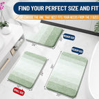 OLANLY Bathroom Rug Set 2 Piece, Soft Absorbent Microfiber Bath Rug Set, Non-Slip, Machine Wash Dry, Plush Shaggy Bath Mats for Bathroom (30"x20"+24"x16", Sage Green)