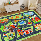 Kids Carpet Car Play Rug, City Life Traffic Road Kids Rug Playmat,Non Slip Children Educational Game Car Mat Area Rug for Playroom Baby Toddler Boys Bedroom Classroom (78.7X59 INCH, Style 2)