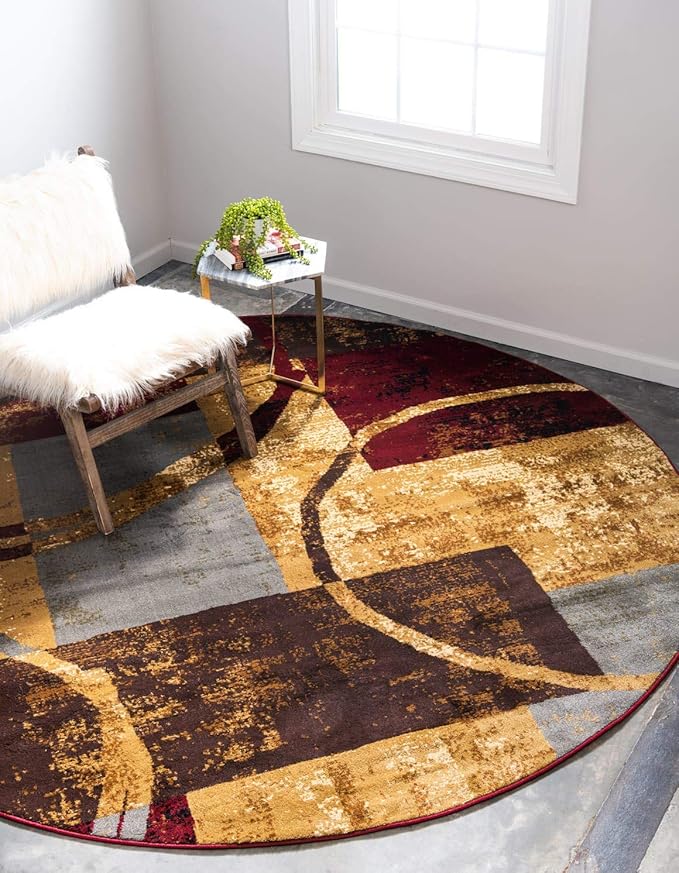 Unique Loom Barista Collection Area Rug - Kouillou (7' 10" Round, Multi/ Brown)