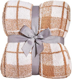 Panku Plaid Blanket, Ultra Soft Cozy Throw Blanket, Warm Fluffy Burnt Orange Throw Blanket for Couch and Sofa (50x60 Inches, Burnt Orange)