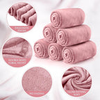 Tinideya 6 Pcs Flannel Fleece Throw Blanket Bulk 50 x 60 Inch Soft Fleece Blanket Warm Throw Blanket Coral Blankets for Couch Sofa Home Wedding Gifts Season (Light Pink)