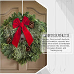 Hotop 15 Inch 6 Pcs Wreath Hangers for Front Door Over The Door Hanger Hooks Steel Wreath Doors Hangers Clothes Towel Hooks Holder for Christmas Halloween Front Decorations Welcome Sign(Silver)