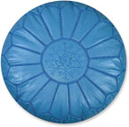 Poufs&Pillows Premium Moroccan Leather Pouf - Handmade - Delivered Stuffed - Ottoman, Footstool, Floor Cushion (Turquoise)