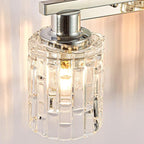 2 Light Silver Chrome Bathroom Vanity Light Over Mirror, Modern Vanity Lighting with Crystal Glass Shade, Wall Mount Bathroom Light Fixtures, E26 Base