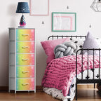Sorbus Kids Dresser with 5 Drawers - Storage Chest Organizer Nightstand - Steel Frame, Wood Top, Tie-Dye Fabric Bins for Clothes - Wide Furniture for Bedroom, Hallway, Nursery, Closet, & Apartment