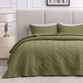 Love's cabin Quilts for Full Bed Olive Green Bedspreads Bedding Set - Lightweight Bedspread Comforter - Wave Pattern Bedding Coverlet for All Season - 3 Pieces (1 Quilt, 2 Pillow Shams)