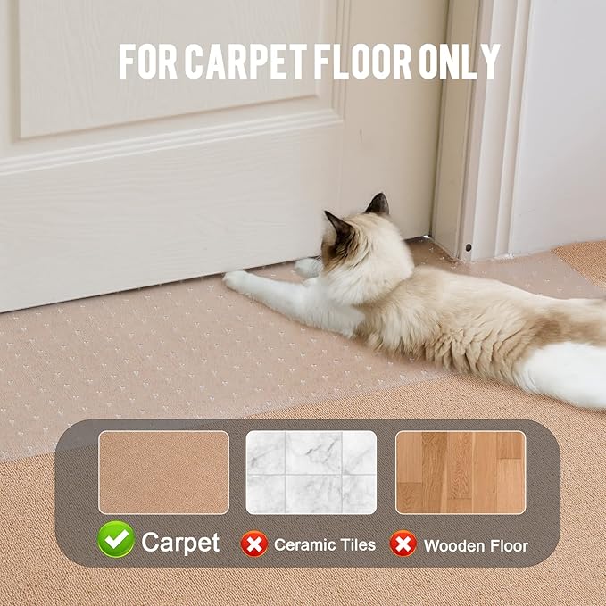 Uross Carpet Protector for Pets -3.6FT Transparent Plastic Under Door Cat Carpet Protector for Doorway, Anti Cat Scratch Mat, Stop Cats from Scratching