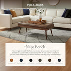 Poly & BARK 55" Tufted Leather Bed Bench for Bedroom End of Bed - Living Room Entry Way Bench - Pure Italian Leather Upholstery with a Solid Wood Frame - Ottoman Bench with Wooden Legs - Cocoa Brown