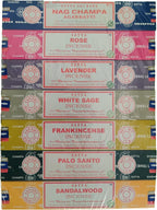 Incense Sticks Variety Pack with Wooden Holder | Nag Champa, Rose, Lavender, White Sage, Frankincense, Palo Santo & Sandalwood | Hand-Rolled Masala Incense
