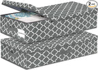 punemi Under Bed Storage Containers Bins With Lids, 6 Inches Tall Flat Underbed Clothes Storage W/Sturdy Sidewalls & Bottom, Low Profile Under Dorm Bed Storage Drawers With 3 Handles (Lantern Pattern)