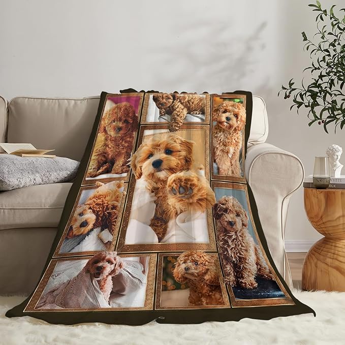 Poodle Blanket for Dog Lover Gifts Cute Poodle Throw Blanket for Girls Boys Women Man Plush Cozy Flannel Fleece Ultra Soft Fuzzy Blankets 50"X40"