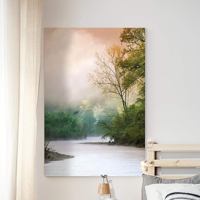 Renditions Gallery Nature Canvas Wall Art Home Paintings Artwork Serene Forest Lake Romantic Modern Wall Hanging Decorations Prints for Bedroom Living Room Office Kitchen - 32"x48" LT06