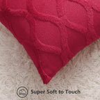 decorUhome Spring Throw Pillow Covers 18x18 Inch Set of 2, Soft Plush Faux Fur Wool Red Couch Pillow Covers, Decorative Neutral Pillow Cases for Bed Sofa Living Room Home Decor