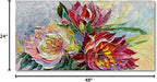 Art Hand Painted red Flowers Art Oil Painting 24x48 Thick Texture Abstract Wall Decorative Art Oil Painting