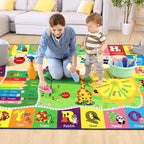 Chicrug Educational Kid Area Rug for Playroom, 6x9 Feet TPR Non Slip Kids Classroom Carpet Rug for Learning ABC Animal, Shape Color Fruit, Washable Play Mat Rug for Children Nursery Toddler Room Decor