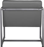 Studio Designs Home Modern Accent Chair Camber Mid-Century, Pewter Grey Metal Frame & Smoke Bonded Leather