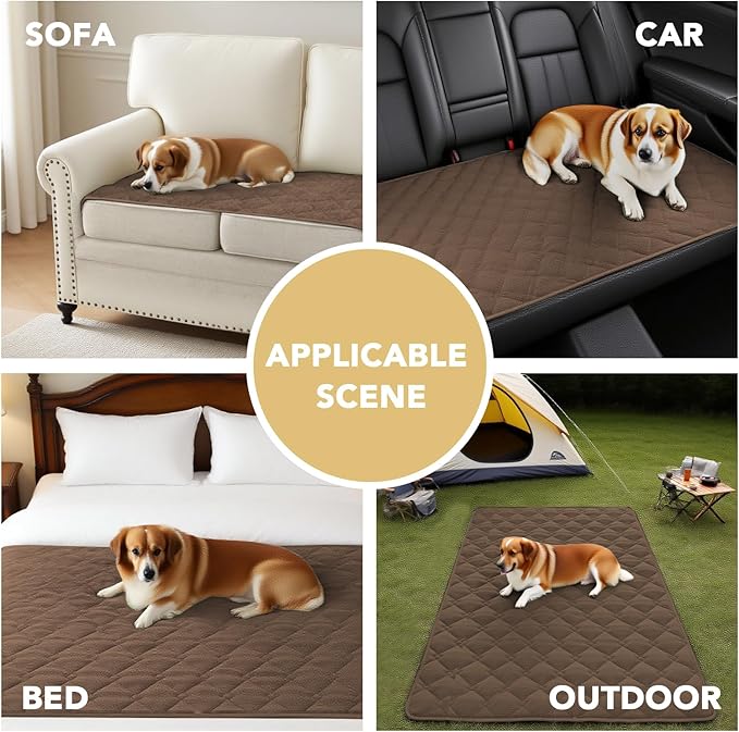 H.VERSAILTEX Couch Cover Chenille Pet Fuzzy Sofa Covers for 3 Cushion Couch Anti Slip Washable Sofa Slipcovers with Strap Soft Couch Protector Cover for Dogs Cats Kids(27.6" x 82", Coco Mocha)