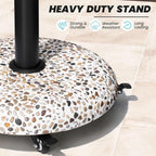 Crestlive Products 45lbs Umbrella Base with Wheels, Patio Umbrella Stand Heavy Duty, Round Cobble Cement Market Umbrella Base for Outdoor, Deck, Lawn, Garden(Cobblestone)