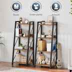 HOOBRO Ladder Shelf, 4-Tier Bookshelf, Corner Bookcase, Freestanding Storage Shelf Display Organizer, for Living Room, Bedroom, Home Office, Kitchen, Rustic Brown and Black BF304CJ01