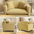 ERYE Modern Chenille Upholstered Accent Chair Wider Seat Leisure Cushion Armchair with 2 Pillows and Removable Cover for Home Apartment Office Living Room Bedroom