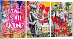 Novatique Banksy Wall Art Street Wall Art Modern Colorful Graffiti Painting Artwork Home Decor Love All Around Graffiti Art Poster for Living Room Bedroom, 24”x 36”x 3Pcs