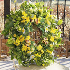 Spring Summer Wreath for Front Door, 23 inch Artificial Floral Wreaths with Green Leaves Daisy Realistic Berry Narcissus for Porch Patio Garden, Indoor Outdoor door Wall Decor Party Holiday Decoration