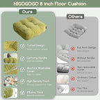 8" Washable Floor Pillow Cushion for Adults, Meditation Cushion Pillow, Large Square Floor Sitting, Removable Tufted Corduroy Cover, for Tatami Living Room or Yoga, 22x22 Inch, Machine Washable