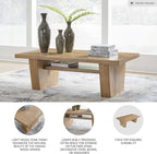 Signature Design by Ashley Kristiland Classic Cocktail Table with 1 Lower Shelf, Light Brown