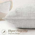 decorUhome Chenille Throw Pillow Covers 12x20 Set of 2, Thick Textured Slubby Neutral Decorative Pillow Covers with Elegant Design for Couch, Sofa, Living Room, Light Grey