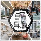 Floor-Standing Magazine Rack 4-Layer with Wheels, Brochure Display Stand for Exhibitions, Office, and Any Organization Requiring Information Display