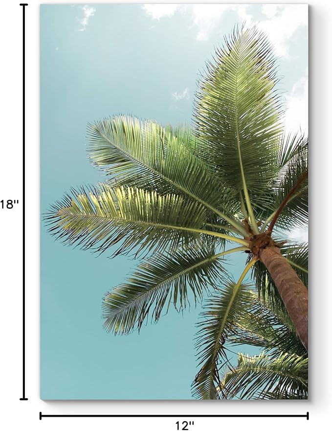 Renditions Gallery Canvas Nature Wall Art Home Paintings & Prints Palm Tree Sky View Glam Romantic Artwork Wall Hanging Decorations for Bedroom Living Room Office Kitchen - 12"x18" LT06