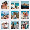 Vittanly 8x8 Picture Frames Set of 9, Shatter Resistant Plexiglass, Display 4x4 Pictures with Mat or 8x8 without Mat, Photo Frames for Wall Mount, Engineered Wood, White
