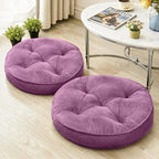 Floor Pillow Set of 2, Memory Foam Meditation Cushion, Floor Cushions for Adults Sitting, Large Round Seat Cushions for Yoga, Living Room, 20x20 Inch (Round | Pearly Purple)