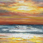 Art Sea Sunrise Landscape Modern Abstract Oil Painting Canvas Oil Painting Wall Art Decoration 24x48 inch
