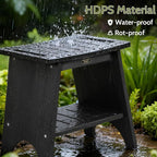 Shower Benches for Inside Shower, Waterproof HDPS Shower Stool for Shaving Legs, 500LBS Heavy Duty Shower Chair With Storage Shelf, Waterproof Shower Seat for Bathroom, Elderly, Indoor, Outdoor, Black