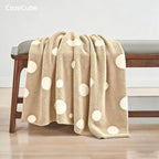 CozeCube Super Soft Fullfy Microfiber Reversible Knitted Blankets, Warm Cozy Fuzzy Plush Throw, Beige and White Polka Dot Throw Blanket for Couch Bed Sofa, 50" x 60"