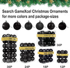 Black Christmas Ornaments - Christmas Tree Decorations Shatterproof Hanging Balls for Birthday Wedding Holiday Decor Set of 36pcs, Multi-Sizes(1.6",2.5",3.2")