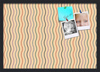 PinPix 27x19 Inch Cork Bulletin Board. This Decorative Framed Pin Board Comes with Multi Color Waves Design and a Satin Black Frame. Ideal for Home Office Decor or Message Board (PinPix-565)