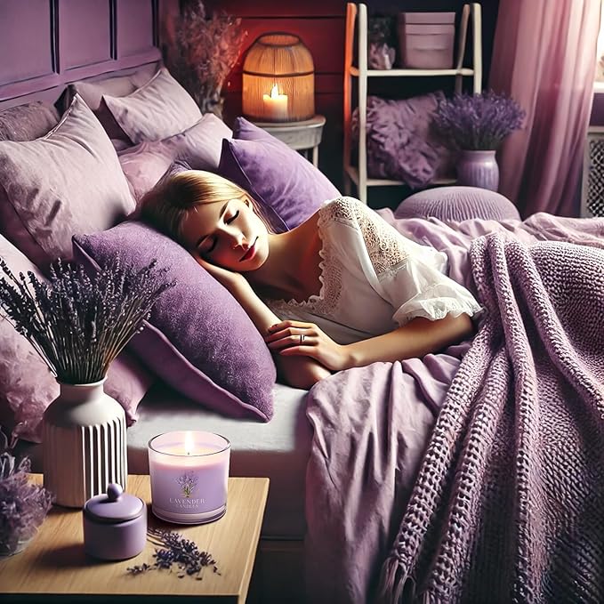 Lavender Candle, Scented Candles Gift Set for Stress Relief, 3 Votive Candles for Women and Men, Birthday Candle Gifts for Women, Christmas Candles for Women (Purple, 7 oz)