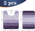 OLANLY Bathroom Rug Set 2 Piece, Soft Absorbent Microfiber Bath Mats and U-Shaped Contour Toilet Rug, Non-Slip, Machine Wash Dry, Plush Shaggy Bath Mats for Bathroom (24"x16"+24"x20", Violet)