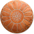Premium Moroccan Leather Pouf - Handmade - Delivered Stuffed - Ottoman, Footstool, Floor Cushion (Sand Brown)