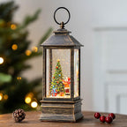 10'' Snow Globe Christmas, Musical Lighted Water Lantern with Swirling Glitter Decoration for Christmas Home, Living Room, Battery Operated or USB Powered (Christmas Tree)