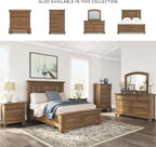 Signature Design by Ashley Glarrison Farmhouse 5-Drawer Chest with Felt-Lined Top Drawer and Easy Glide for Bedroom, Light Brown