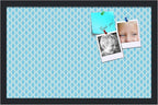 PinPix 22x14 inch Cork Bulletin Board. This Decorative Framed Pin Board Comes with Sky Blue Waves Design and a Satin Black Frame. Ideal for Home Office Decor (PinPix-245)